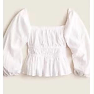 J. Crew Puff-Sleeve Textured Cotton Top Size: Large Color: White *worn once